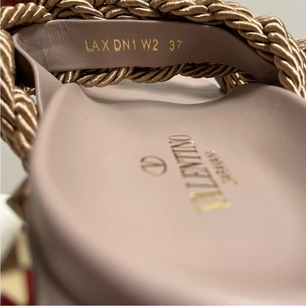 Valentino Rockstud Espadrille Braided Slides - Picture 7 of 8